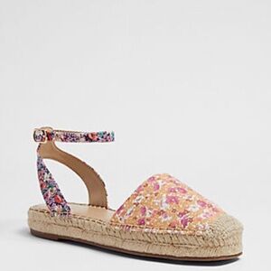 Ann Taylor Isabella Floral Ankle Strap Espadrille Flats